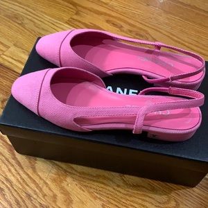 Chanel Pink Denim Flats